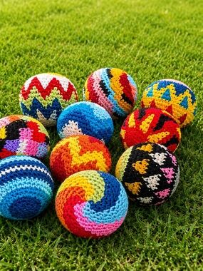 Handmade Multicolor Crochet Play Balls - Kids Toy Set